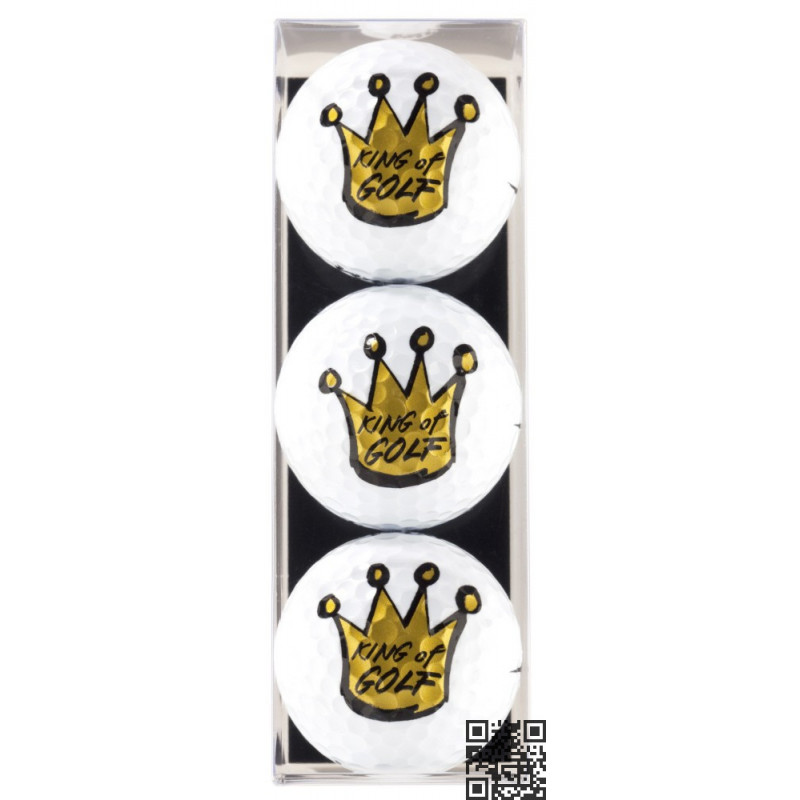 Pack de tres bolas de golf con motivo King of Golf