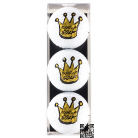 Pack de tres bolas de golf con motivo King of Golf